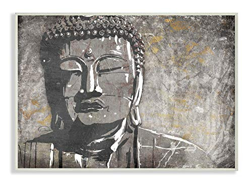 Stupell Industries Distressed Surface Tan and Grey Buddha Mural Wall Plaque, 10 x 15, Multi-Color