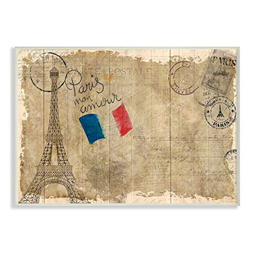 Stupell Industries Vintage Paris Eiffel Tower Collage Word Design Wall Plaque, 10 x 15, Multi-Color