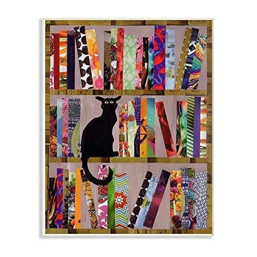Stupell Industries Bookcase Cat Collage Modern Design Wall Plaque, 10 x 15, Multi-Color