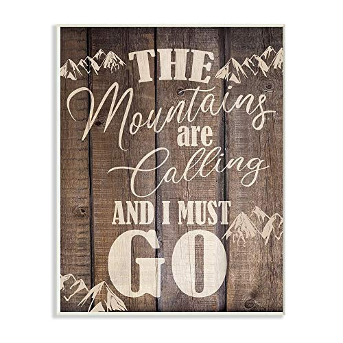 Stupell Industries Mountains Landscape Country Wood Textured Word Design Wall Plaque, 10 x 15, Multi-Color
