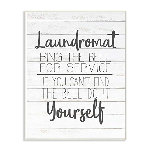 Stupell Industries Laundromat Funny Word Bathroom Laundry Black and White Design Wall Plaque, 10 x 15, Multi-Color