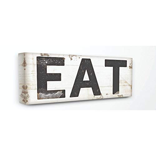 Stupell Industries EAT Typography Vintage Sign Canvas Wall Art, Multi-Color