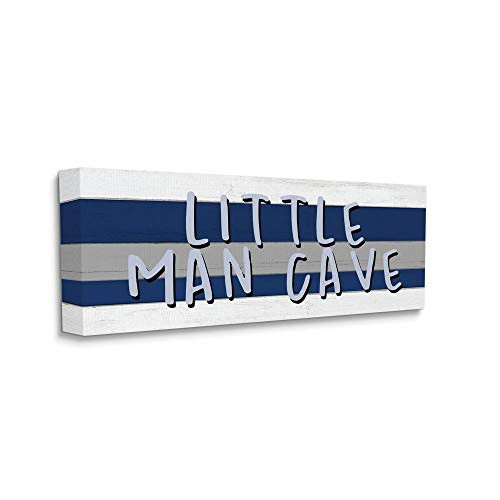 Stupell Industries Boy's Little Man Cave Playroom Sign Blue White, Designed by Kim Allen Wall Art, 13 x 30, Canvas