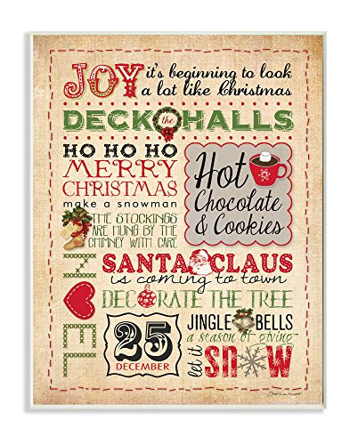 Stupell Industries Joy Deck The Halls Typography Wall Plaque, 10 x 15, Multi-Color