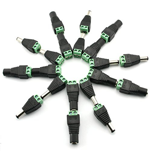TOTOT 10 x Male and 10 x Female 5.5mm x 2.1mm CCTV DC Power Adapter Power Jack