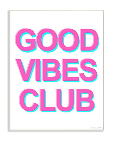 Stupell Industries GOOD VIBES Neon Typography Wall Plaque, 10 x 15, Multi-Color