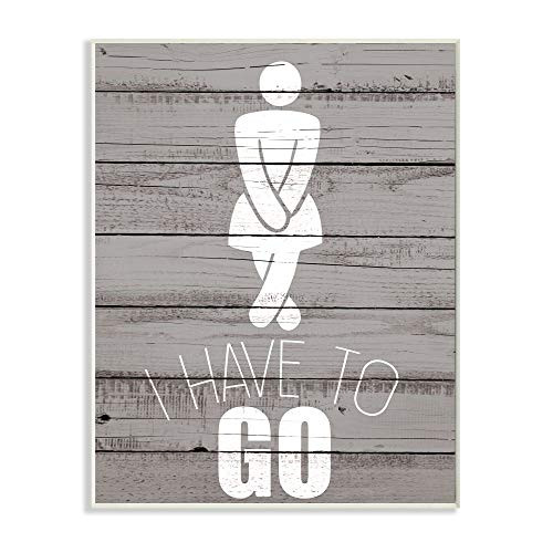 Stupell Industries Womans Room I Have to Go Funny Wood Texture Bath Word Design, Designed by Kim Allen Art, 10 x 15, Wall Plaque