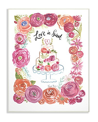 Stupell Industries Love is Sweet Flowers and Cake Wall Plaque, 10 x 15, Multi-Color