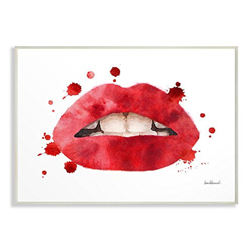 Stupell Industries Red Lips Watercolor Splash Wall Plaque, 13 x 19, Multi-Color