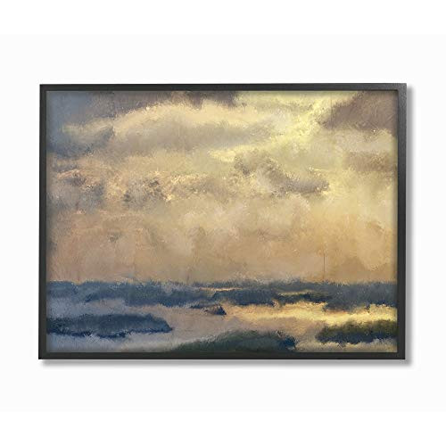 Stupell Industries Painted Neutral Morning Sky Abstract Black Framed Wall Art, 11 x 14, Multi-Color