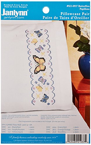 Janlynn Butterflies Pillowcase Pair Stamped Cross Stitch-20 X30