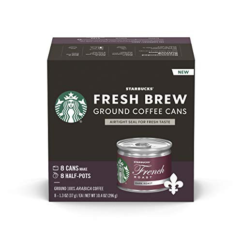 Starbucks Dark Roast Fresh Brew Ground Coffee Cans  French Roast  1 box (8 cans)