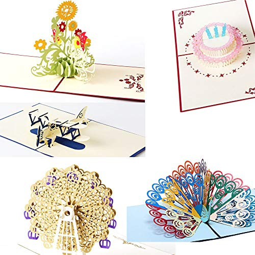 3D Pop Up Greeting Card, Children'S Birthday Card, Birthday Cards For Women?Pop Up Christmas Card, Assorted Greeting Cards For All Occasions?5Pack?