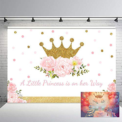 MEHOFOTO Little Princess Baby Shower Photo Studio Booth Background Pink Floral Shimmer Gold Crown Polka Dots Royal Celebration Photography Backdrops Banner for Cake Table Supplies 7x5ft MEHOFOTO Little Princess Baby Shower Photo Studio Booth Background Pink Floral Shimmer Gold Crown Polka Dots Royal Celebration Photography Backdrops Banner for Cake Table Supplies 7x5ft