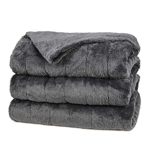 Sunbeam Heated Blanket | Microplush, 10 Heat Settings, Twin Gray