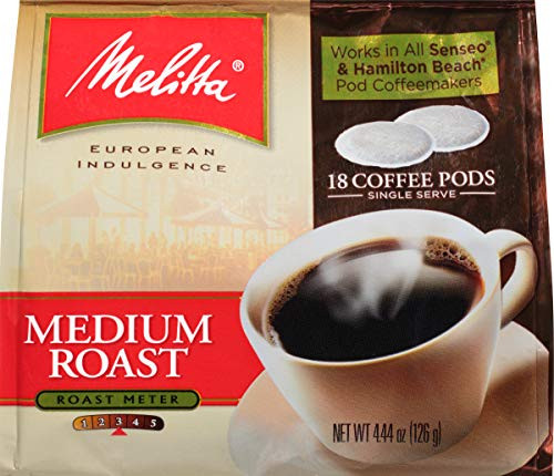 Melitta Medium Roast Coffee Pods for Senseo & Hamilton Beach Pod Brewers, 18 Count