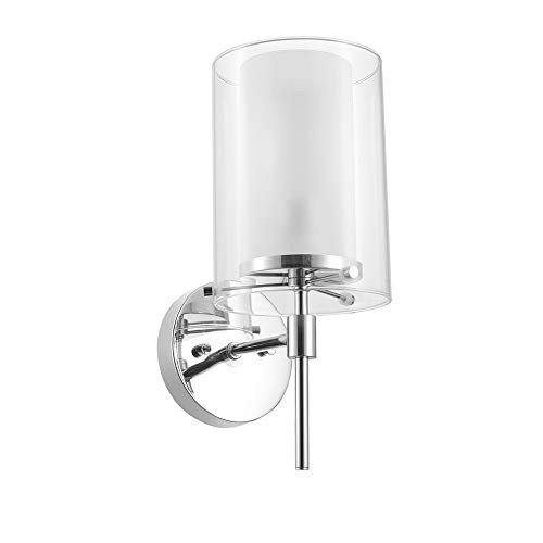 Globe Electric Evelina 1-Light Wall Sconce, Chrome, Clear Glass Outer Shade, Frosted Glass Inner Shade 51417