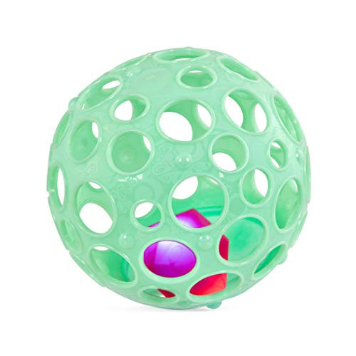 B. toys by Battat Baby Ball  Sensory Light-Up Baby Toy  Grab n Glow  Textured Ball with Holes  Glowing Lights & Rattle  Infants, Babies  0 Months + (BX1694Z)