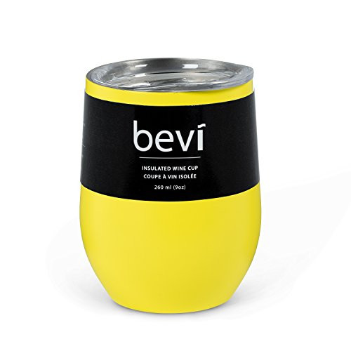 Abbott Collection 27-BEVI-SG-YLW Insulated Wine Tumbler, 12 oz, Yellow