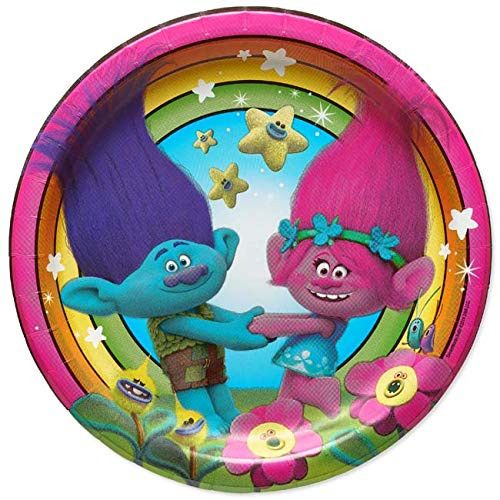 American Greetings Trolls - Round Dinner Plate 9" 8/Pkg