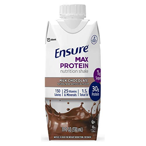 Ensure Max Protein Nutrition Shake with 30g of protein, 1g of Sugar, High Protein Shake, Milk Chocolate, 11 fl oz, 12 Count