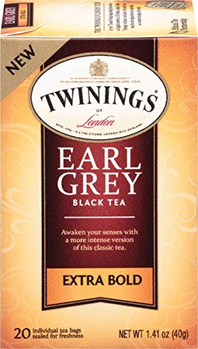 Twinings of London Extra Bold Earl Grey Black Tea, 20 Count (Pack of 6)