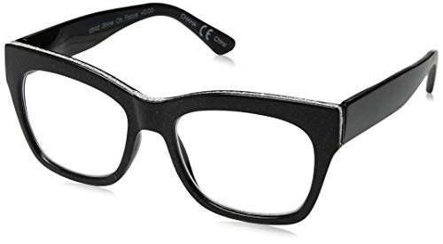 Peepers by PeeperSpecs Women's Shine On Focus Square Blue Light Filtering Reading Glasses, Black, 53 mm + 0