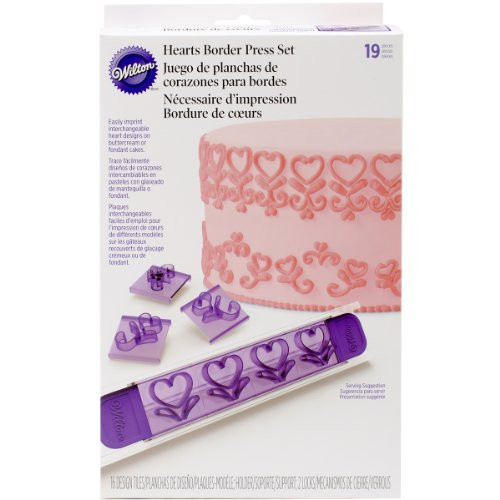 Wilton 2104-0244 19-Piece Hearts Borders Design Press set
