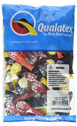 Qualatex 39458 Birthday-A-Round - Jewel Assortment Latex Balloons, 5", Multicolor, Pack of 100