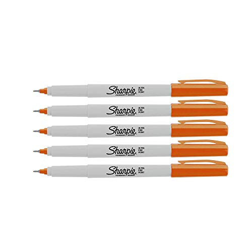 Sharpie Permanent Markers, Ultra Fine Point, 5-Count (Orange)