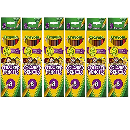 CRAYOLA Multicultural Colored Pencils, 8 Assorted Skin Tone Colors, 6 PACK