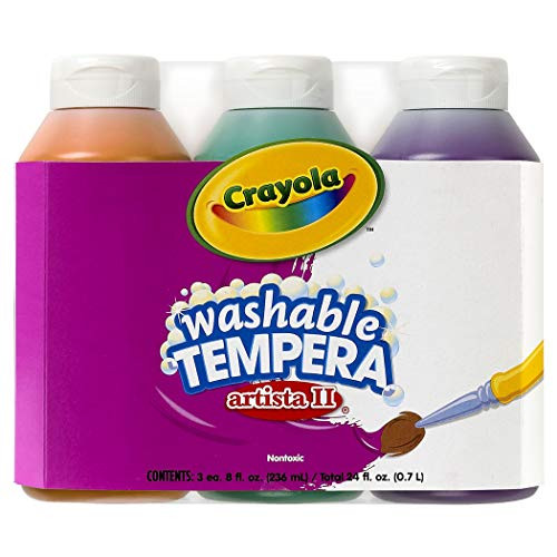 Crayola; Arista II Washable Tempera Paint; Secondary Colors (Orange, Green, Violet), Art Tools; 3 ct 8-OZ Bottles; Great for Classroom Projects