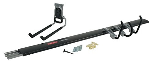 Rubbermaid FastTrack Garage Storage System All-in-One Rail & Hook Kit, 5-Piece, (1784417),Black