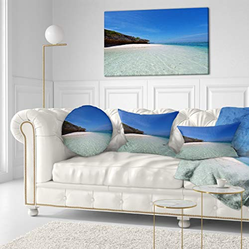 Design Art Gorgeous Blue Beach during summer Modern Seascape Canvas Artwork, 40x20
