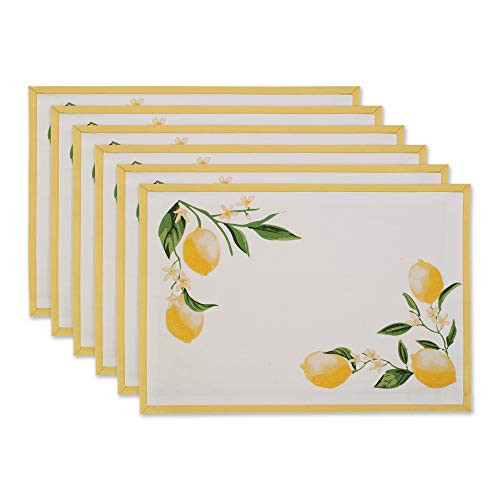DII Lemon Bliss Kitchen Collection Celebrate Everyday with This Bright Fun Print, Placemat Set, 13x19, 6 Piece