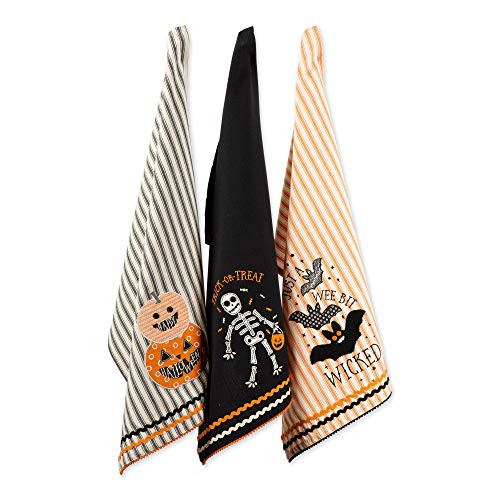 DII Halloween Basics Collection Kitchen, Dishtowel Set, Treats 3 Piece
