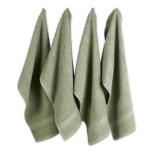 DII Waffle Terry Collection Dishtowel Set, 15x26, Artichoke 4 Piece