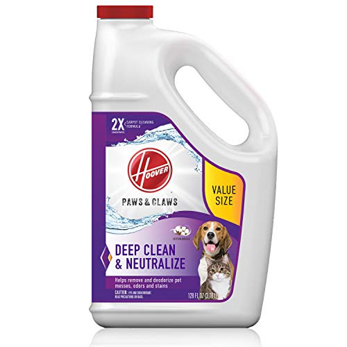 Hoover Paws & Claws Deep Cleaning Carpet Shampoo, Concentrated Machine Cleaner Solution for Pets, 128oz Formula, AH30933, White, 128 oz Hoover Paws & Claws Deep Cleaning Carpet Shampoo, Concentrated Machine Cleaner Solution for Pets, 128oz Formula, AH30933, White, 128 oz