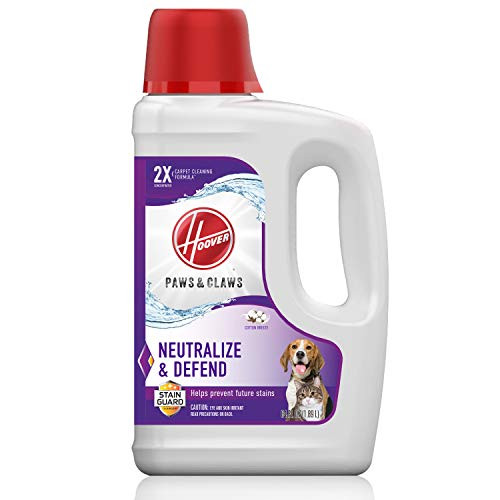 Hoover Paws & Claws Deep Cleaning Carpet Shampoo with Stainguard, Concentrated Machine Cleaner Solution for Pets, 64oz Formula, AH30925, White Hoover Paws & Claws Deep Cleaning Carpet Shampoo with Stainguard, Concentrated Machine Cleaner Solution for Pets, 64oz Formula, AH30925, White