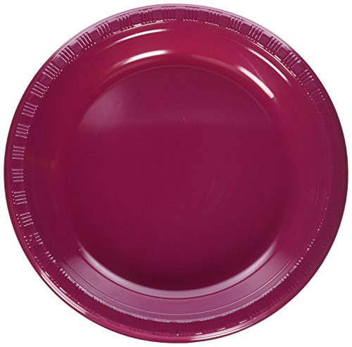 Creative Converting Touch of Color 20 Count Plastic Banquet Plates, Burgundy - 28312231
