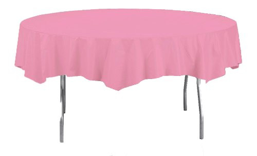 Creative Converting Octy-Round Plastic Table Cover, 82-Inch, Candy Pink