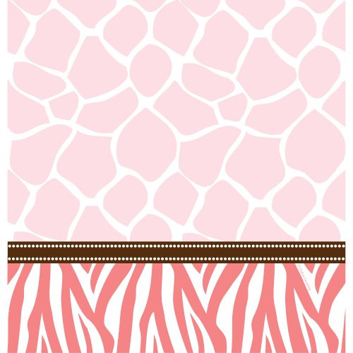 Creative Converting Baby Shower Wild Safari Pink Border Print Plastic Table Cover, 54 by 108-Inch