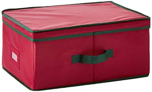 Homz 5831006 Heirloom-Ornament Storage Box, Small, Holiday Red