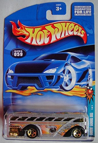 Hot Wheels Silver/Orange Surfin' School Bus #059 Series 1 of 4 Gold 5 Spoke Wheel