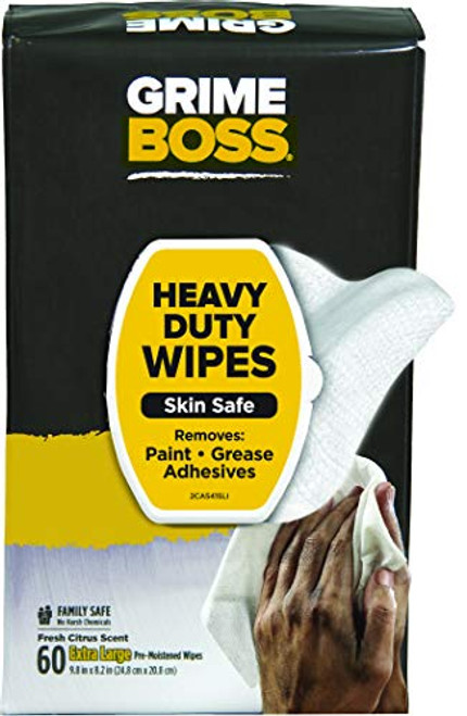 Grime Boss 60 Count Heavy Duty Hand Cleaning Wipes, White Grime Boss 60 Count Heavy Duty Hand Cleaning Wipes, White