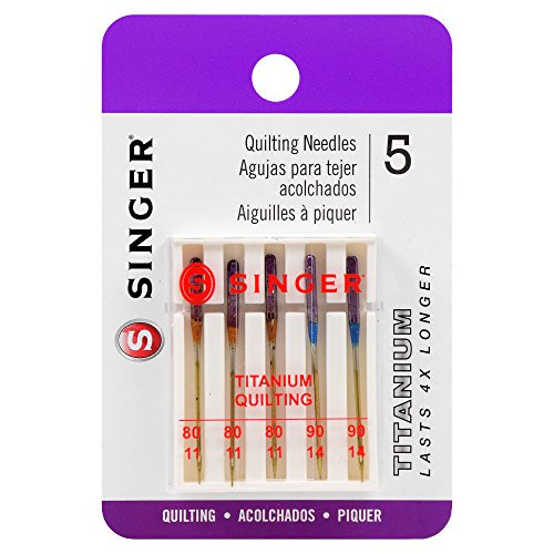 SINGER 04810 Titanium Universal Quilting Machine Needles, Assorted Sizes, 5-Count