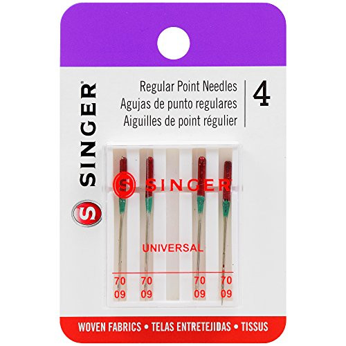 SINGER 4877 Universal Regular Point Machine Needles for Woven Fabric, Size 70/9, 4-Count