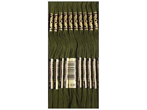 DMC Bulk Buy Thread 6-Strand Embroidery Cotton 8.7 Yards Very Dark Avocado Green 117-936 (12-Pack)