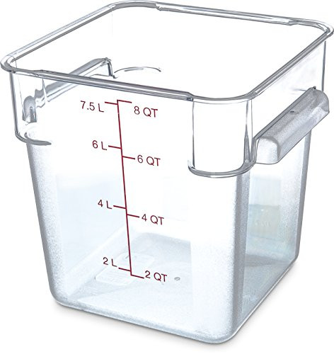 Carlisle 1072307 StorPlus Stackable Square Food Storage Container, 8 Quart Capacity, Clear