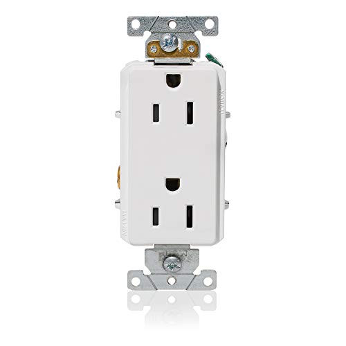 Leviton 16252-W Straight Blade Duplex Receptacle, 125 V, 15 A, 2 Pole, 3 Wire, White